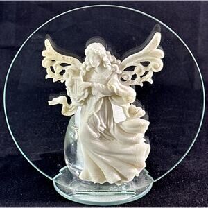 VintageAngel Glass Tea-Lite Holder Mirrored Base 5.5” Tall & Long